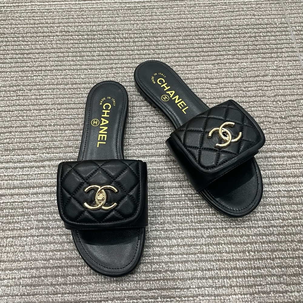 Chanel Women's Black Slippers